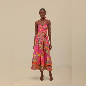 NWT FARM RIO PINK MIDI DRESS